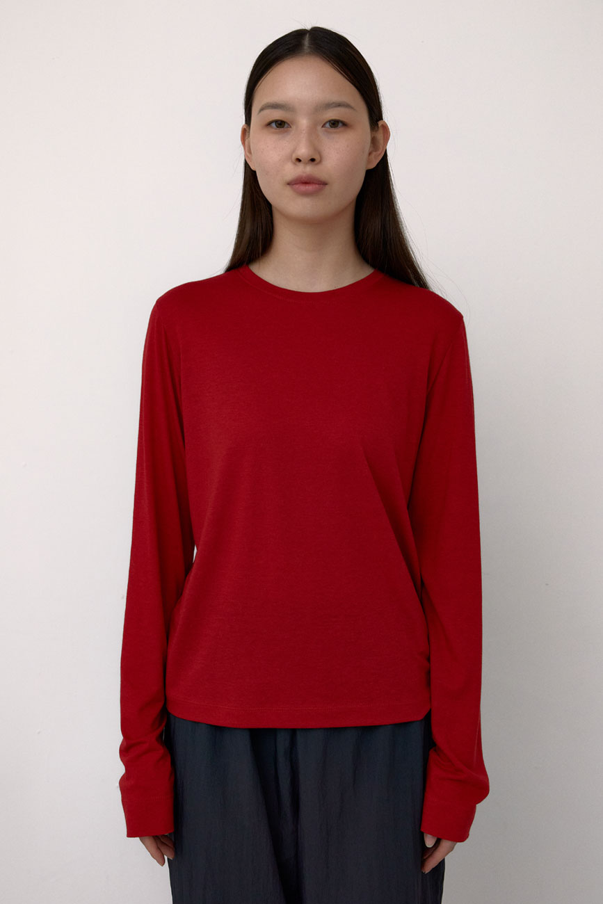 [1차 3/12 예약배송] Tencel Long Sleeve T-Shirts (Red)