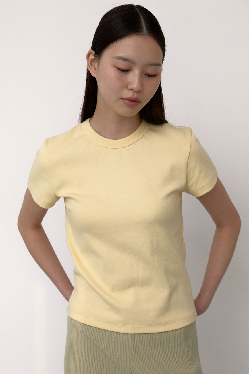 [RE] Cap Sleeve Round T-Shirts (Butter Yellow)
