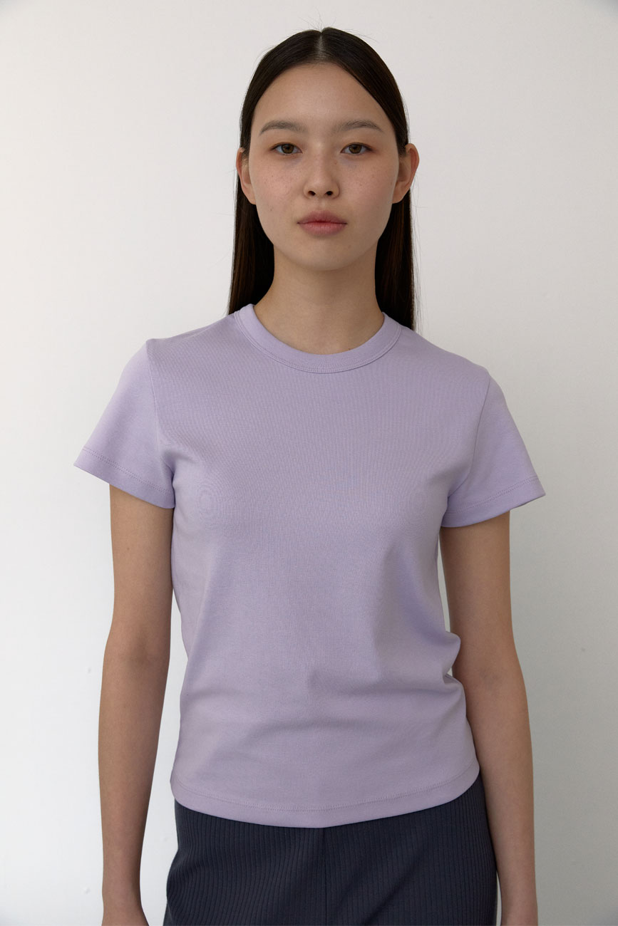 [RE] Cap Sleeve Round T-Shirts (Lavender)